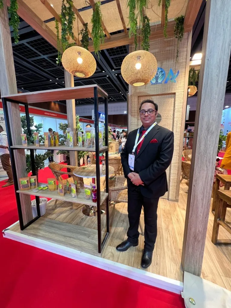 Dr. Anuj Kumar on the exhibition floor of the International Ayush Conference and Exhibition 2026